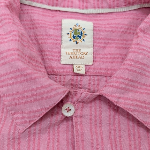 The Territory Ahead Shirt Mens XXL Pink Textured Cotton Short Sleeve Light - Picture 4 of 8